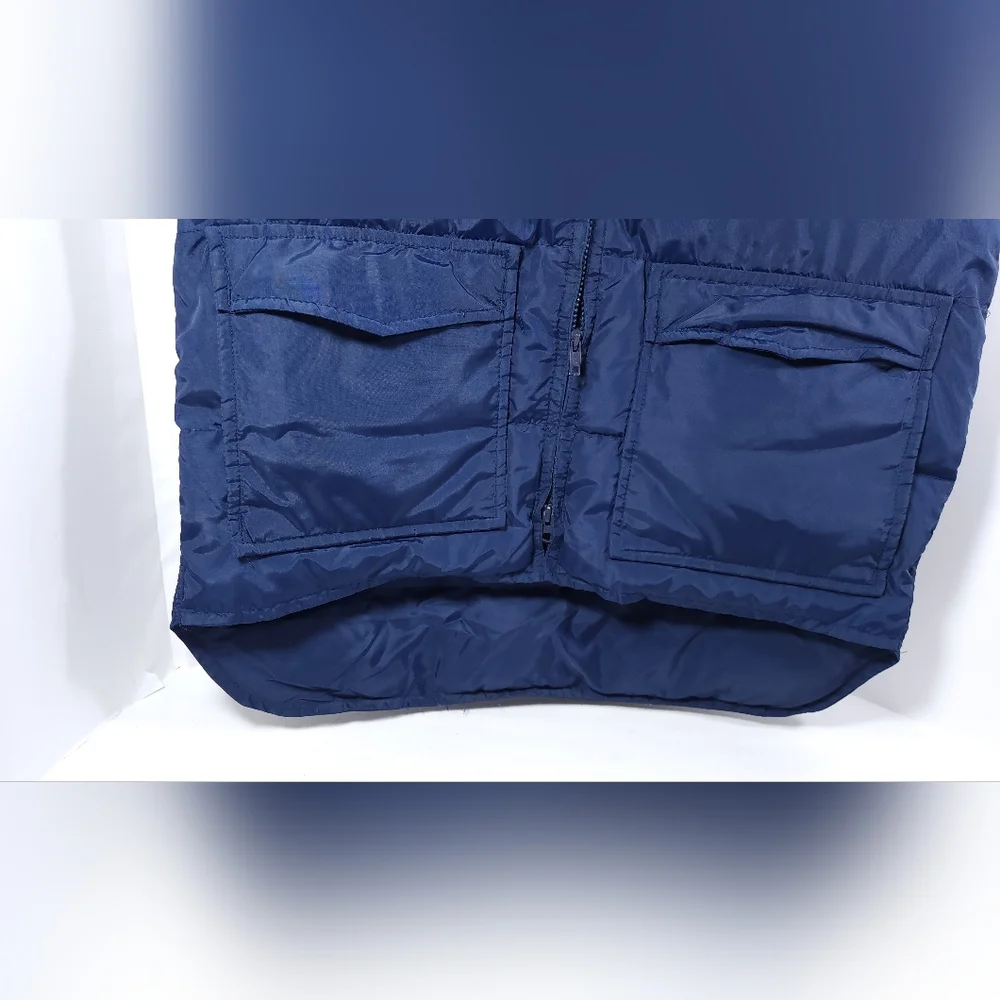 VINTAGE Skitique Unisex Vest Full Zip Vest Gray Duck Down Insulated Large Blue - Picture 5 of 12